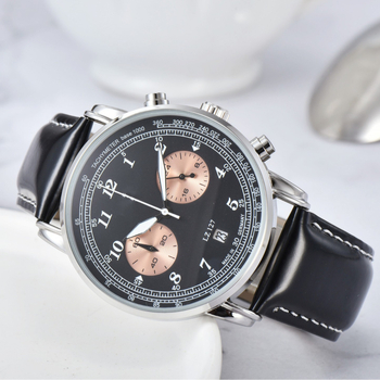 Muški kvarcni sat s pet ručica, casual stil, sve funkcije, 40 mm brojčanik, kućište od zlitine, remen od umjetne kože, vodootpornost 10 m