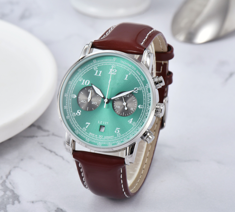 Muški kvarcni sat s pet ručica, casual stil, sve funkcije, 40 mm brojčanik, kućište od zlitine, remen od umjetne kože, vodootpornost 10 m