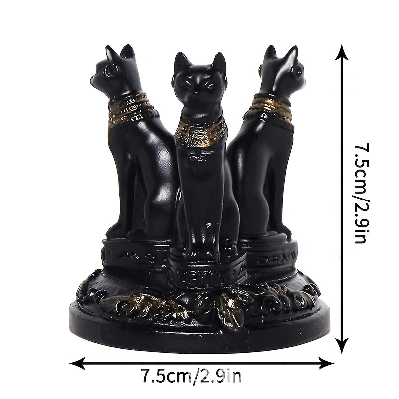 Statuja Lunine božice Bastet, mačja božica, s držačem za kristalnu kuglu, ukras od smole