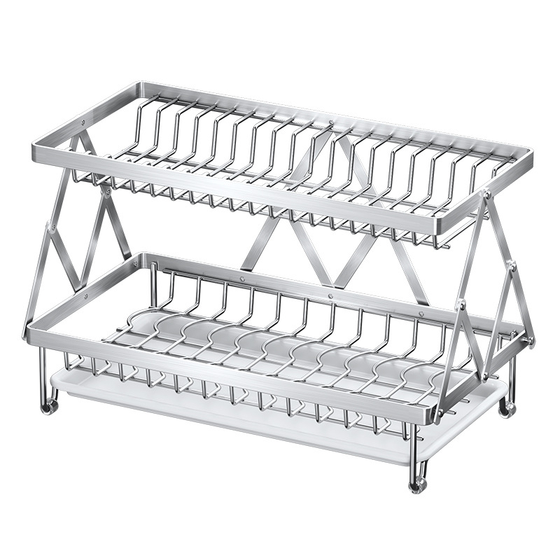 Stalak za posuđe od nehrđajućeg čelika 304 za otčeđivanje – kuhinjski višenamjenski organizator za tanjure i zdjele