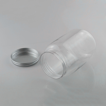 Διαφανές PET Mason βάζο με αλουμινένιο καπάκι, 1500 ml – συσκευασία θαλασσινού αλατιού, καραμέλες τύπου τοφί και δημητριακών