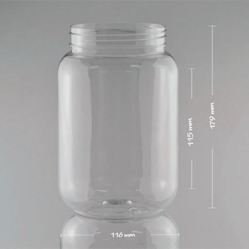 Διαφανές PET Mason βάζο με αλουμινένιο καπάκι, 1500 ml – συσκευασία θαλασσινού αλατιού, καραμέλες τύπου τοφί και δημητριακών