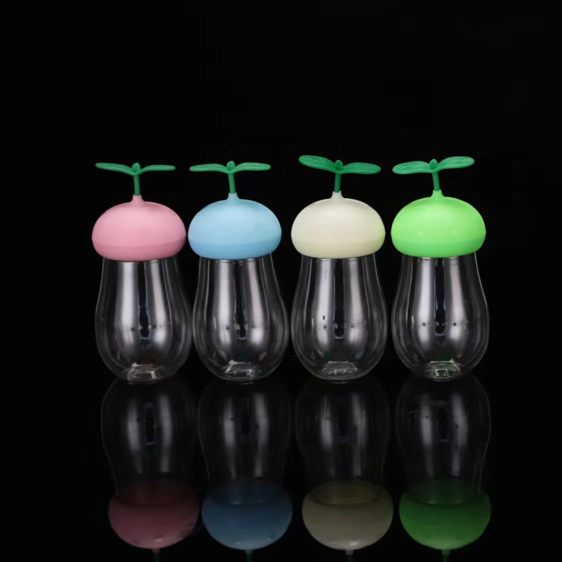 PET plastična posuda u obliku lista i gljive, prozirna, zatvorena, 310 ml