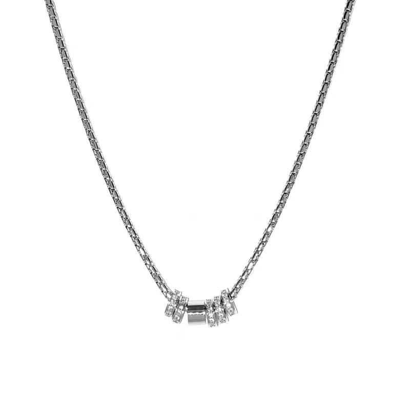 Ogrlica s cirkonijem u kružnom obliku, minimalistički stil, unisex