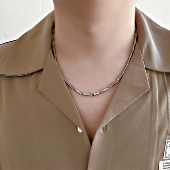 Muški ogrlica od titan čelika, kubanski lanac, minimalistički stil