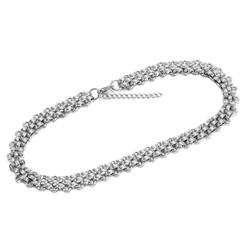 Ogrlica s pletenim uzorom, dužina 45 cm + 5 cm produženje, 18K pozlaćena, karirani uzorak, unisex, od nehrđajućeg čelika