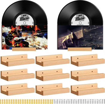 Minimalistička zidna polica od drveta za vinilne ploče, pogodna za dnevni boravak i spavaću sobu