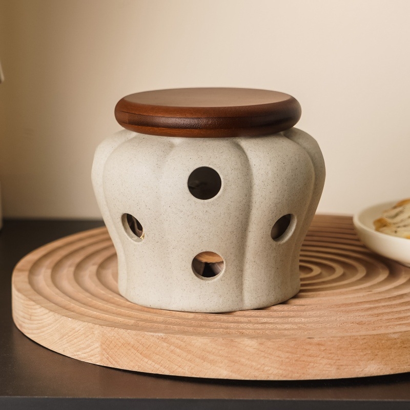 Keramična posuda za skladištenje češnjaka i đumbira, kuhinjsko skladištenje, dimenzije 11 × 9,5 cm, kapacitet 800 ml
