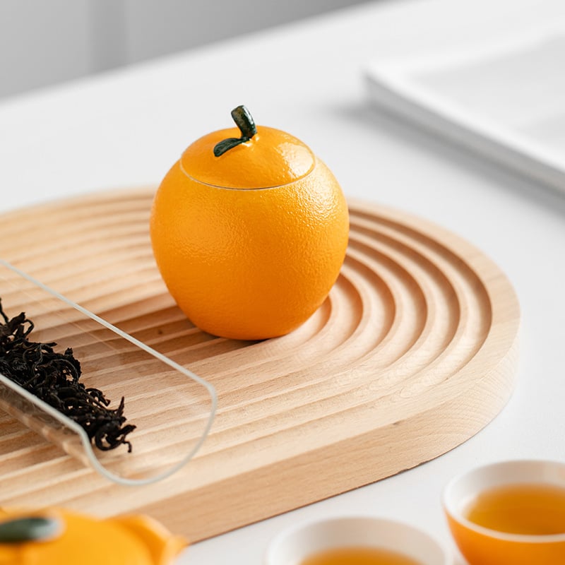 Narančasti keramički mini posuda za čaj Longjing, zatvorena posuda s graviranim logom, mogućnost prilagodbe, u papirnatoj kutiji.