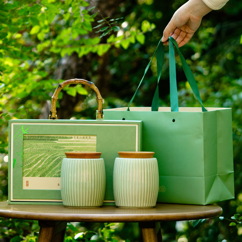 Premium keramički čajni spremnik s praznom kutijom za poklon za proljetne zelene čajeve (Longjing, Biluochun, Maojian, Yulu, Maofeng)