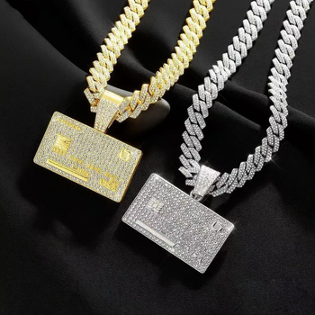 Hip-hop kubanski lanac od cinkovog legura sa rhinestones privjeskom – unisex