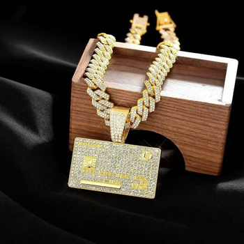 Hip-hop kubanski lanac od cinkovog legura sa rhinestones privjeskom – unisex