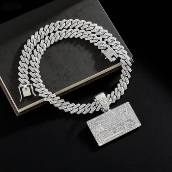 Hip-hop kubanski lanac od cinkovog legura sa rhinestones privjeskom – unisex