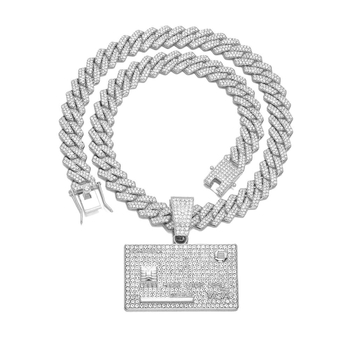 Hip-hop kubanski lanac od cinkovog legura sa rhinestones privjeskom – unisex