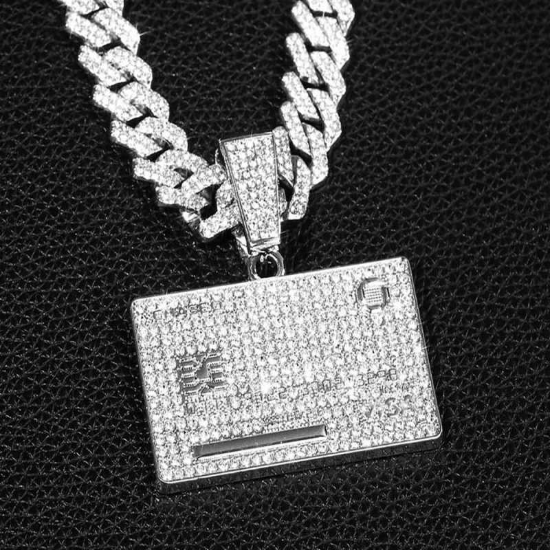 Hip-hop kubanski lanac od cinkovog legura sa rhinestones privjeskom – unisex