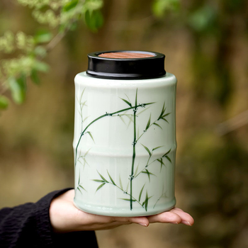 Visokokvalitetna ručno oslikana porcelanska posuda za čaj sa zatvaračem – za skladištenje čaja: crni i zeleni čaj, Dragon Well (Longjing) i Biluo Chun, kućna upotreba