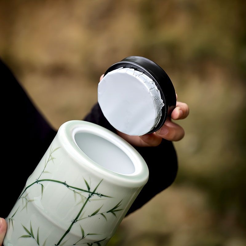 Visokokvalitetna ručno oslikana porcelanska posuda za čaj sa zatvaračem – za skladištenje čaja: crni i zeleni čaj, Dragon Well (Longjing) i Biluo Chun, kućna upotreba