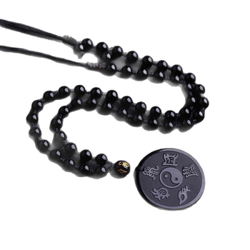 Taoistički obsidijan privjesak, unisex, mantra od devet znakova i dijagram pet planina