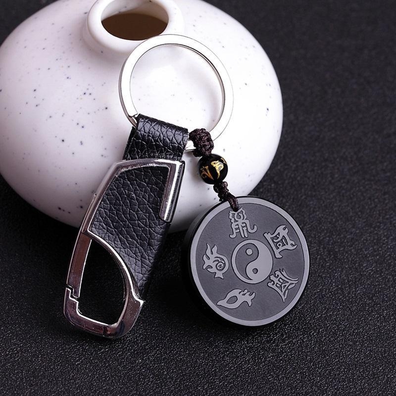 Taoistički obsidijan privjesak, unisex, mantra od devet znakova i dijagram pet planina