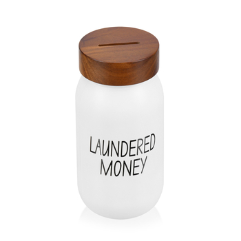 Staklena kutija za novčiće s bambusnim poklopcem, kvadratna i okrugla posuda za pohranu u prostoru za pranje rublja