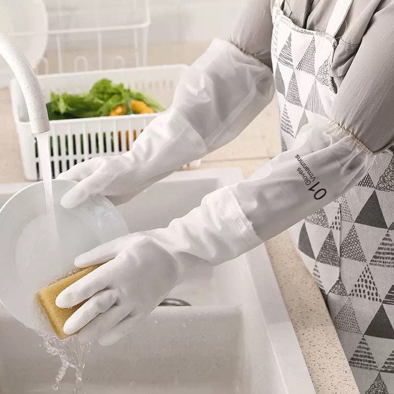 Ženske rukavice za pranje posuđa, vodootporne gumene s fleec podstavom, debele, za kuhinju, izdržljive za pranje posuđa i rublja