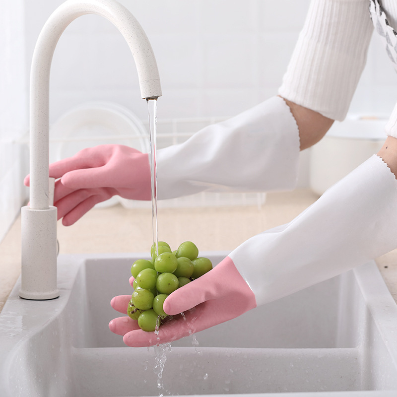 Jesen–zimske tople baršunaste kućne rukavice za pranje posuđa i kuhinjsko čišćenje, produžena duljina, vodootporne i otporne na ulje