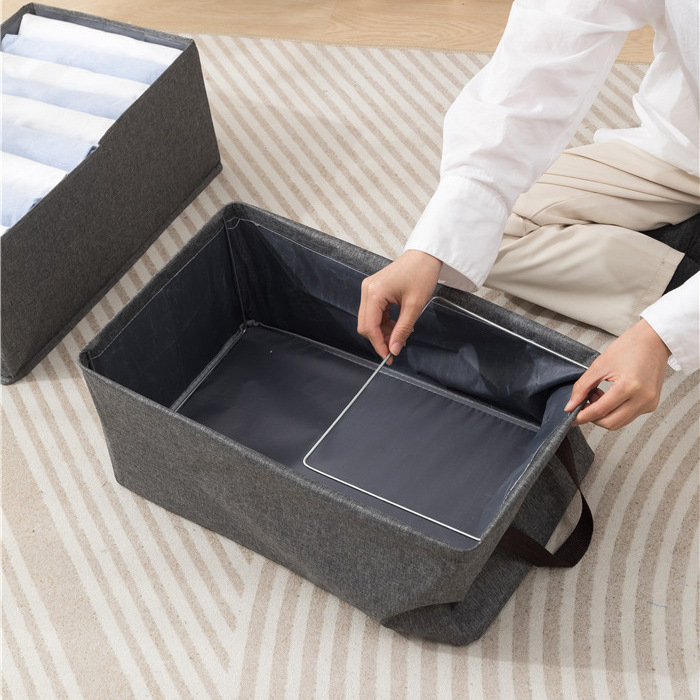 Tkaninska kutija za pohranu s metalnim okvirom, višeslojni stakabilni organizator za odjeću i sitnice, 25 L, 47×28×20 cm, s logom