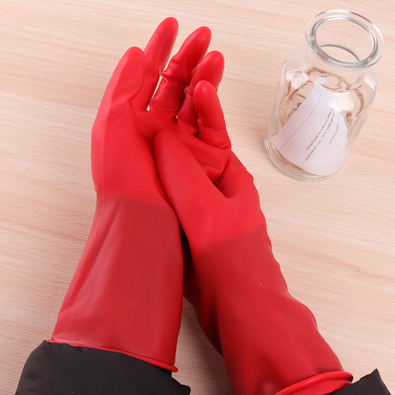 Srednje veličine latex rukavice za pranje posuđa, vodootporne, kućna upotreba, duljina 32 cm, s laganom podstavom