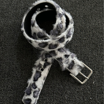 Pojas od pliša s leopard uzorkom, Y2K punk ulični stil, lanac za struk, kopča s pinom