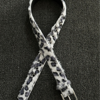 Pojas od pliša s leopard uzorkom, Y2K punk ulični stil, lanac za struk, kopča s pinom
