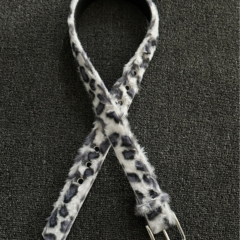 Pojas od pliša s leopard uzorkom, Y2K punk ulični stil, lanac za struk, kopča s pinom