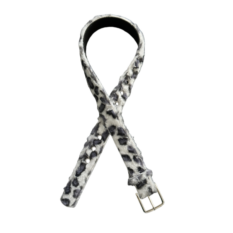 Pojas od pliša s leopard uzorkom, Y2K punk ulični stil, lanac za struk, kopča s pinom