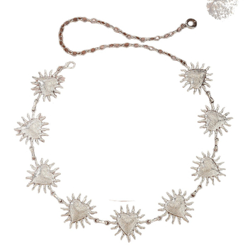 Metalni pojas za struk s retro motivom srca i plamena, elegantan dekorativni lanac za tijelo za haljinu