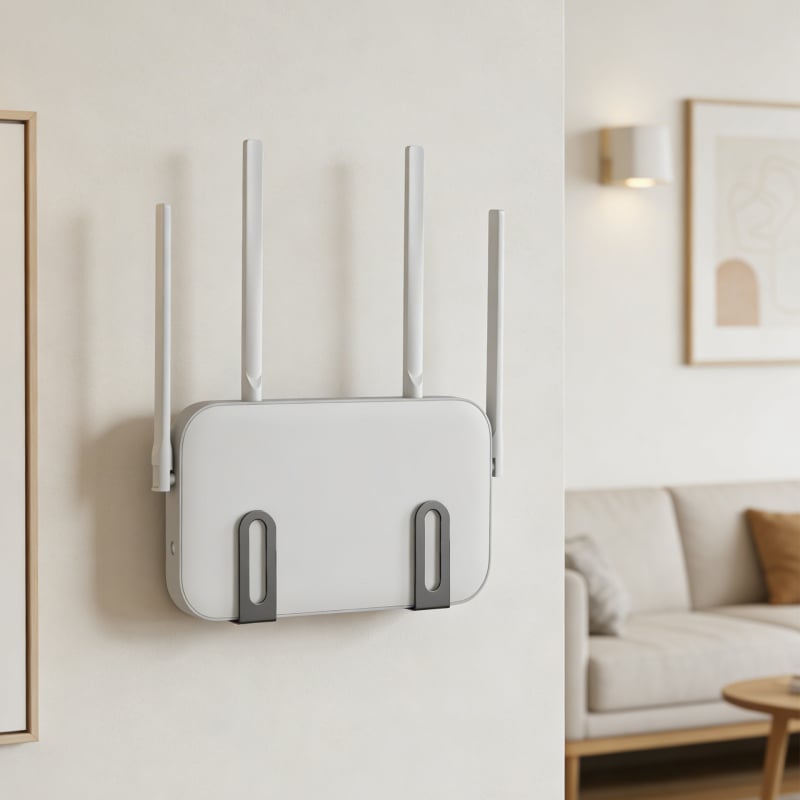 Cutie de depozitare pentru router, raft montat pe perete, un singur nivel, oțel carbon, artă din fier, fără găuri
