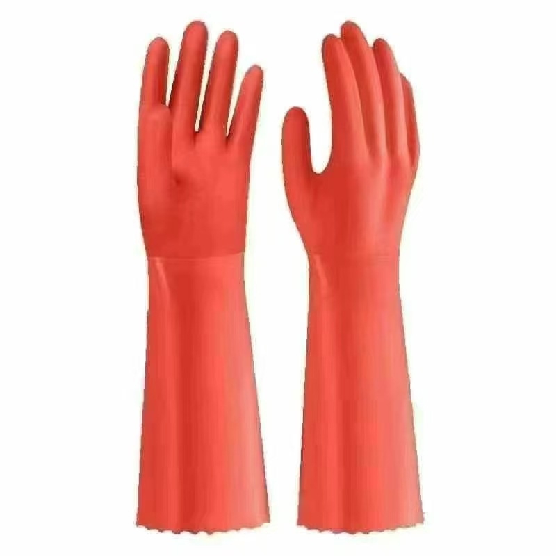 Lateks rukavice za kućanstvo, tople, debeli i produženi (30–45 cm), s flis unutrašnjom podstavom, za pranje rublja, pranje posuđa i čišćenje