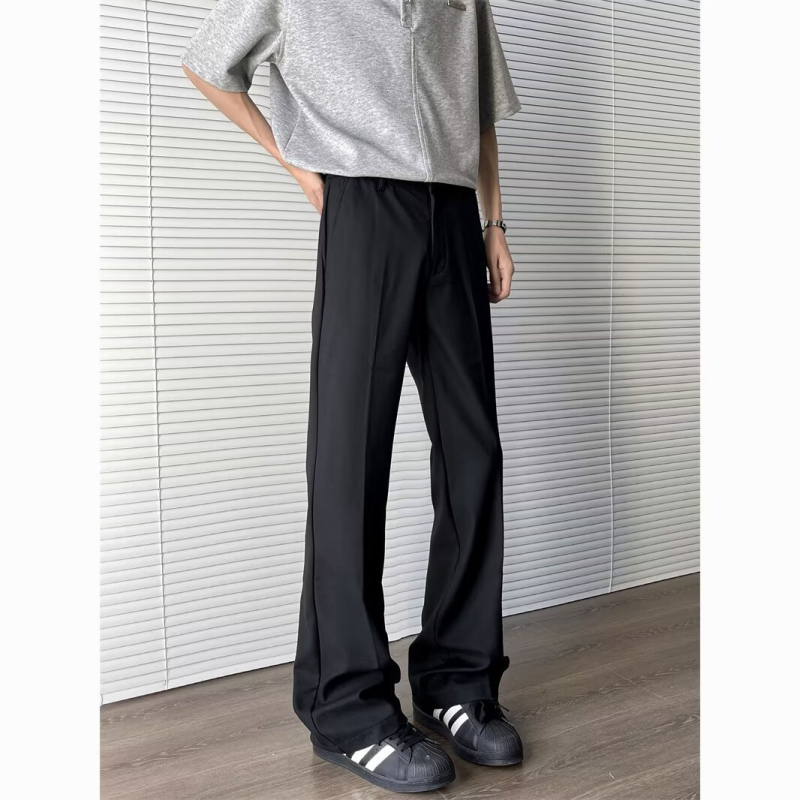 Muške ljetne hlače u japanskom retro stilu s drapiranom krojem – opuštena silueta, ravne nogavice, blaga mikroširenja