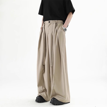 Hlače japanskog stila, jednobojne, široke nogavice, jesenske, casual-elegantne, plisirane, dugačke