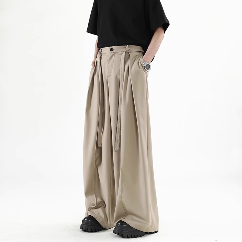Hlače japanskog stila, jednobojne, široke nogavice, jesenske, casual-elegantne, plisirane, dugačke