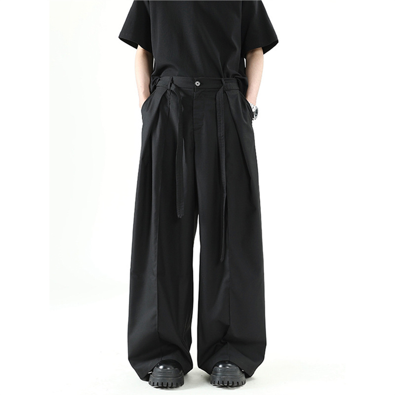Hlače japanskog stila, jednobojne, široke nogavice, jesenske, casual-elegantne, plisirane, dugačke