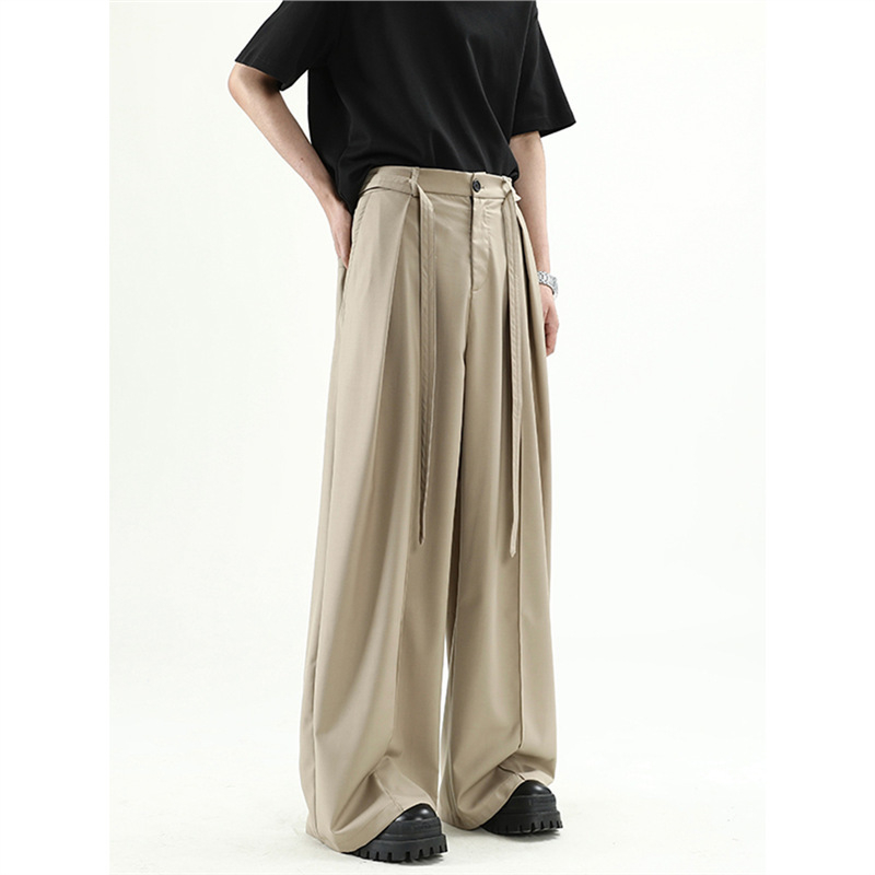 Hlače japanskog stila, jednobojne, široke nogavice, jesenske, casual-elegantne, plisirane, dugačke