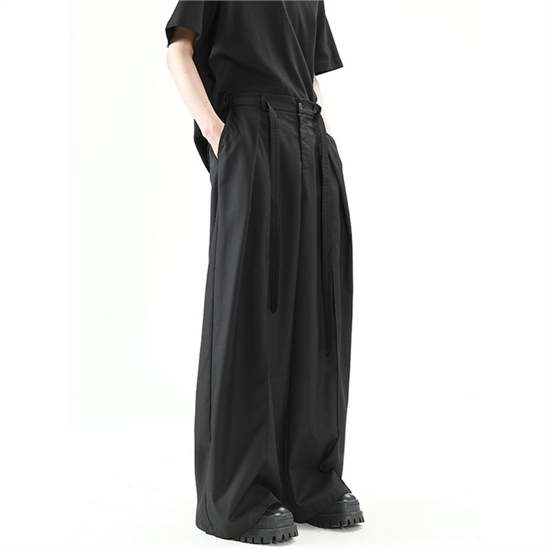 Hlače japanskog stila, jednobojne, široke nogavice, jesenske, casual-elegantne, plisirane, dugačke