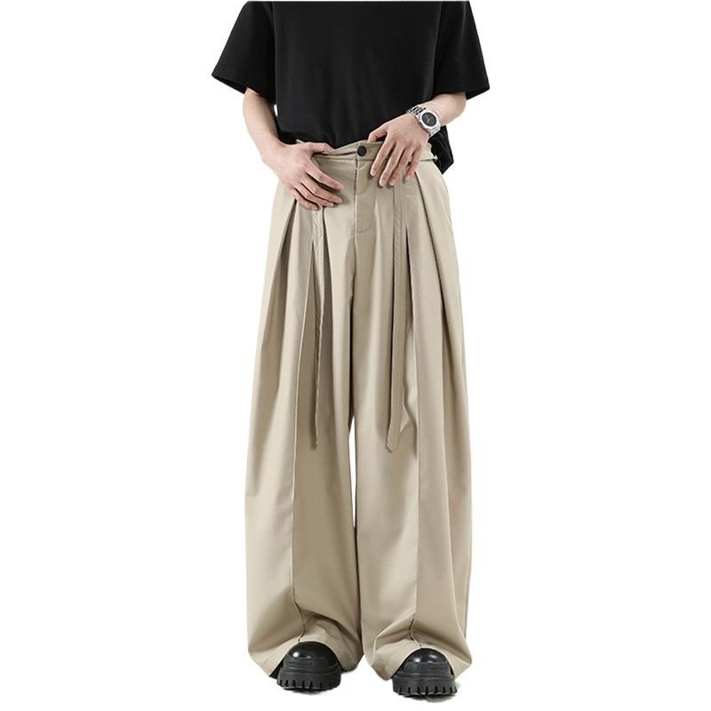 Hlače japanskog stila, jednobojne, široke nogavice, jesenske, casual-elegantne, plisirane, dugačke