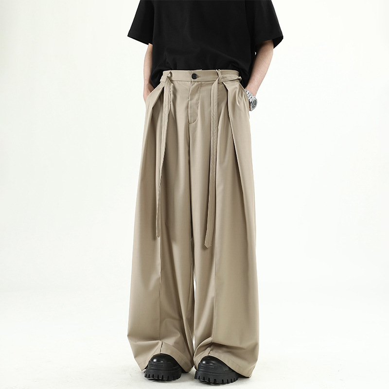 Hlače japanskog stila, jednobojne, široke nogavice, jesenske, casual-elegantne, plisirane, dugačke