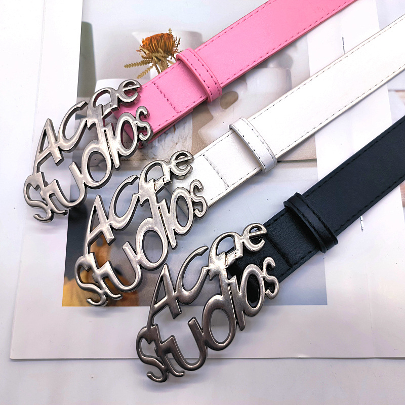 Pojas od PU kože s metalnom kopčom s logom, američki retro stil, nišni dizajn, tri boje, duljina 105 cm, širina 2–4 cm