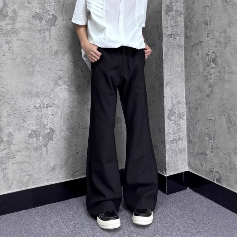 Maillard kávé színű kosztümnadrág elegáns eséssel, férfiaknak, egyenes szárú casual nadrág tavasz-ősz, koreai stílus