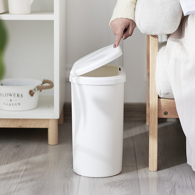 Plastični koš za otpad s pritisknim poklopcem, 10 L, dugi cilindrični oblik, kućna upotreba – kuhinja, kupaonica, dnevni boravak, spavaća soba