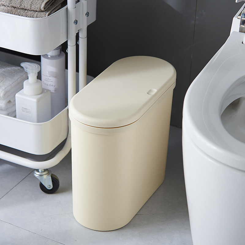 Plastični koš za otpad s pritisknim poklopcem, 10 L, dugi cilindrični oblik, kućna upotreba – kuhinja, kupaonica, dnevni boravak, spavaća soba