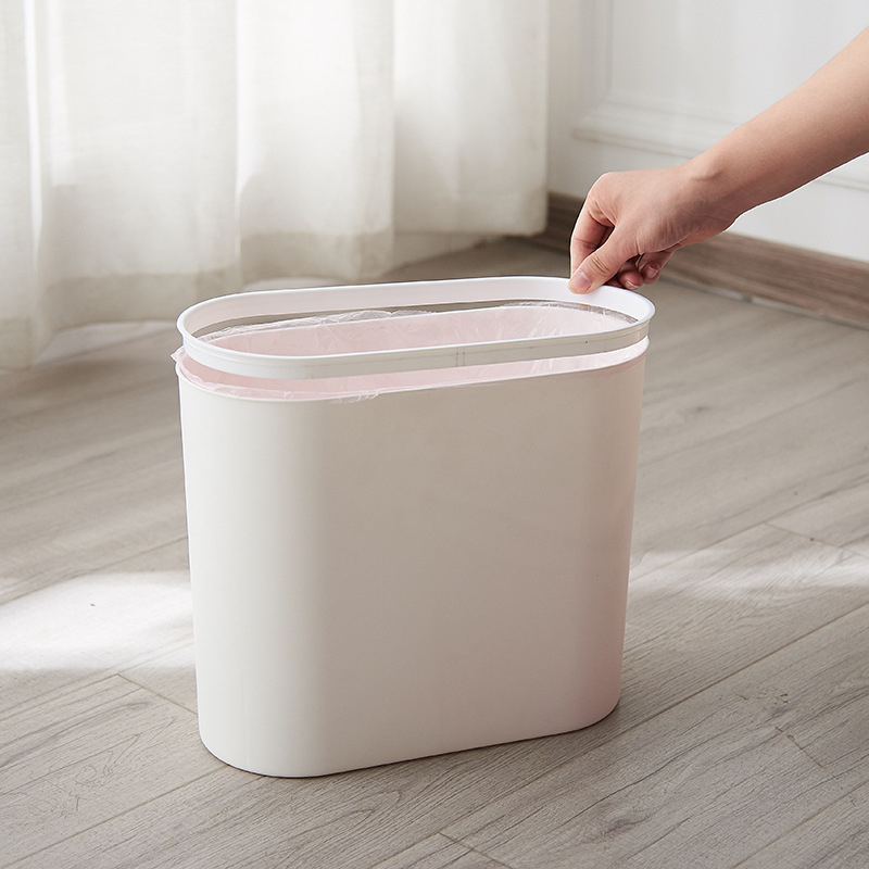 Plastični koš za otpad s pritisknim poklopcem, 10 L, dugi cilindrični oblik, kućna upotreba – kuhinja, kupaonica, dnevni boravak, spavaća soba