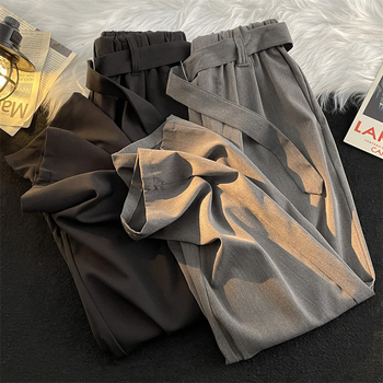 Muške ljetne opuštene hlače ravnog kroja, tanki materijal Ice-Silk, casual hlače u stilu Hongkonga
