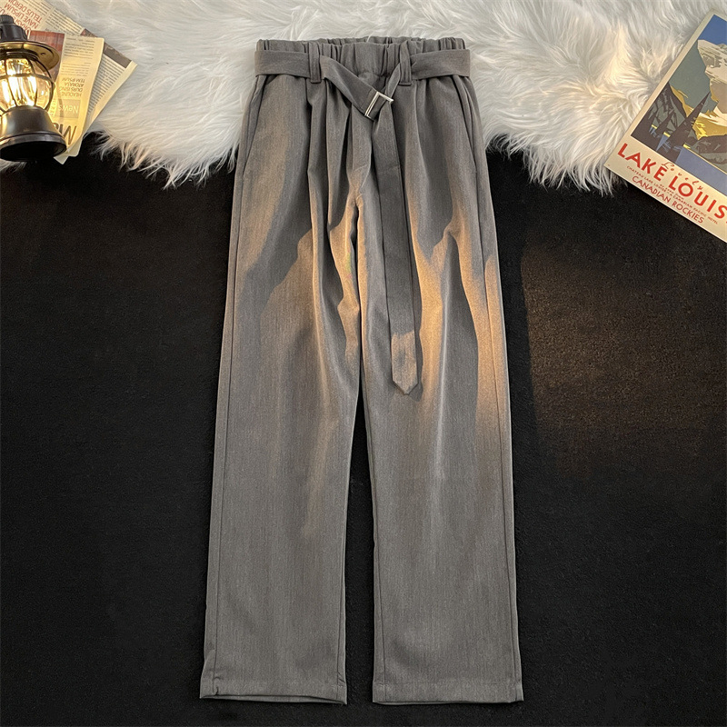 Muške ljetne opuštene hlače ravnog kroja, tanki materijal Ice-Silk, casual hlače u stilu Hongkonga
